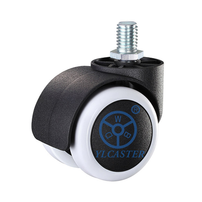 White PU Chair Casters 2 Inch Soft Twin Wheel Wheels For Furniture