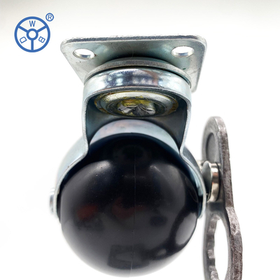 50mm Diameter Black Plastic Top Plate Ball Casters With Side Brake