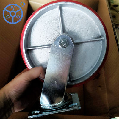 Single Wheel Red PU Wheel Polyurethane Casters Offering Total Lock Brake Type Perfect Choice for Warehouse and Equipment