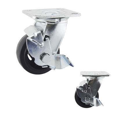 100mm 396lbs Black Rubber Heavy Duty Casters With Side Lock