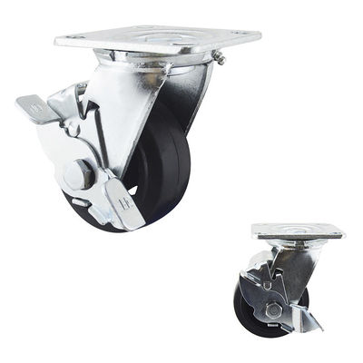 100mm 396lbs Black Rubber Heavy Duty Casters With Side Lock