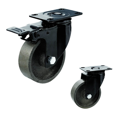 Cast Iron  75mm Top Rigid Plate Black Fork Medium Duty Casters for table