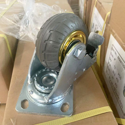 150mm Elastic Rubber Heavy Duty Casters With 462lbs Loading Swivel Plate