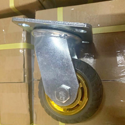 150mm Elastic Rubber Heavy Duty Casters With 462lbs Loading Swivel Plate
