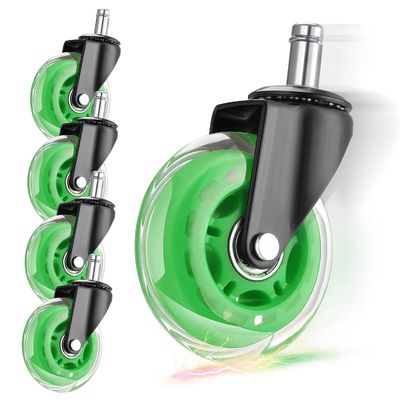 Fancy Furniture Casters Green 5 A Set PU Material Office Chair Caster Wheels