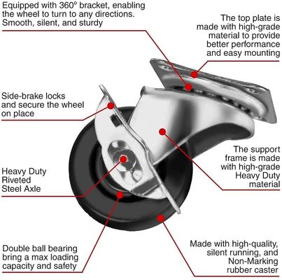 Bilyalı Rulmanlı ve Masif Göbek Tekerlekli Plaka Montajlı Naylon Tekerlekler Dayanıklı Endüstriyel Sınıf Ağır Hizmet Hareketlilik Çözümleri