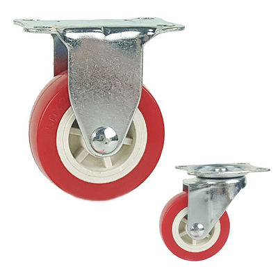 1.5 İnç Kırmızı Tekerlekler Hafif Hizmet PVC Küçük Arabalar İçin Sabit Caster Tekerlekler Hafif OEM